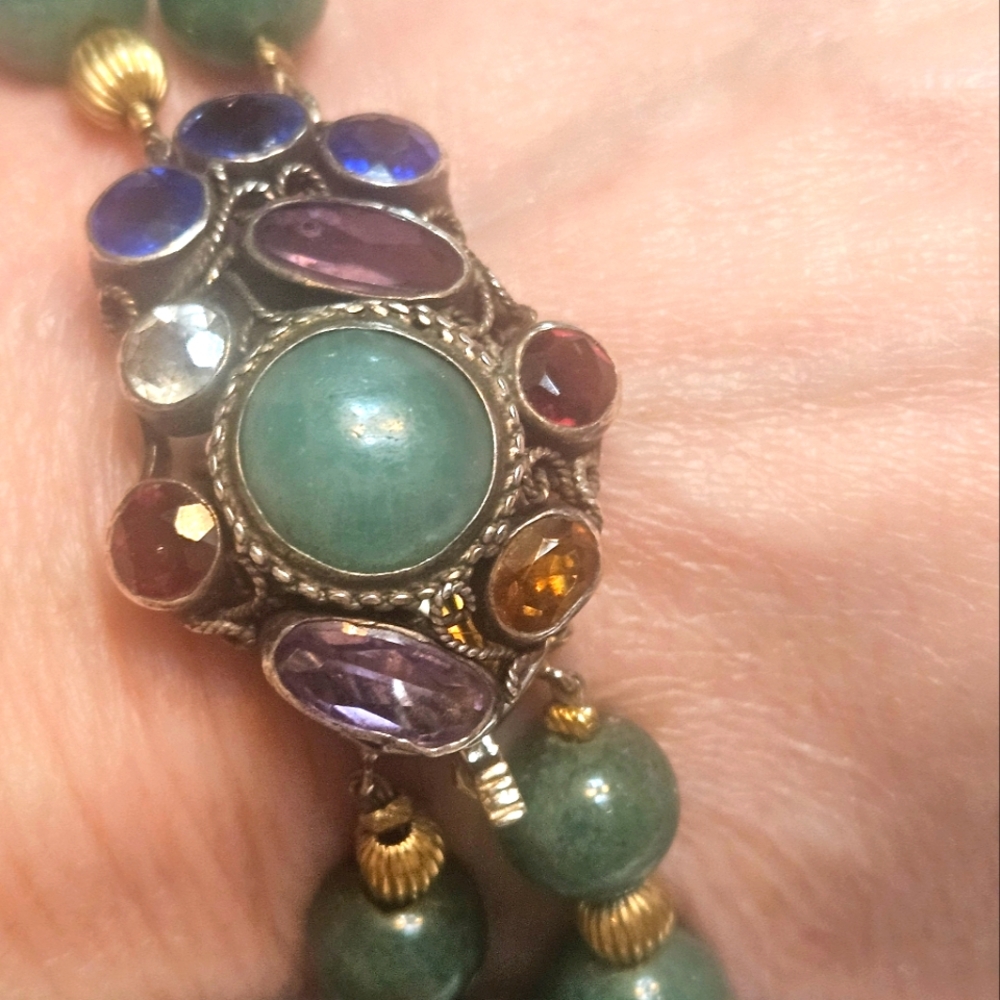 Original Double Strand Necklace Adventurine 14k Y… - image 3